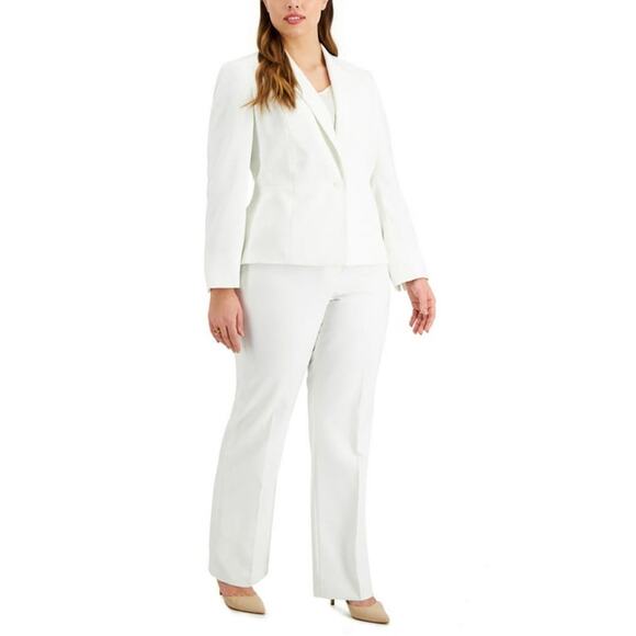 Le Suit Notched Collar One Button Vanilla Ice Color Size 8 - Picture 1 of 6